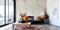 Abstract beige wall mural Smooth Flow soft curve layout