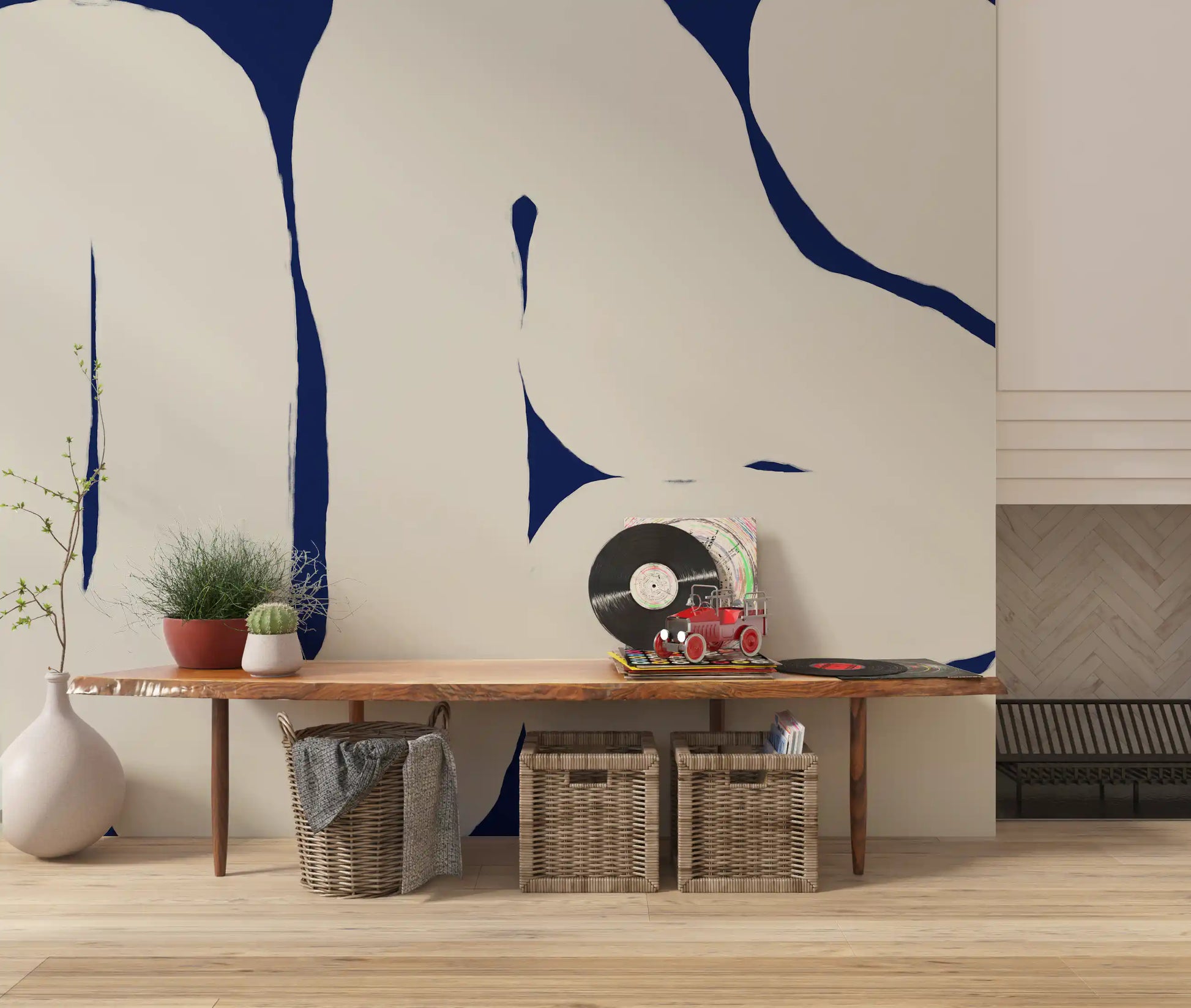 Hallway with Organic Curves wall mural flowing abstract design