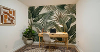 Lush Foliage wall mural featuring palm leaves on a neutral background