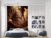 Bedroom displays Golden Horn mural with expressive music painting
