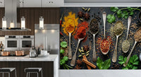 Kitchen area interior styled with Aromatic Spice Collection mural detail
