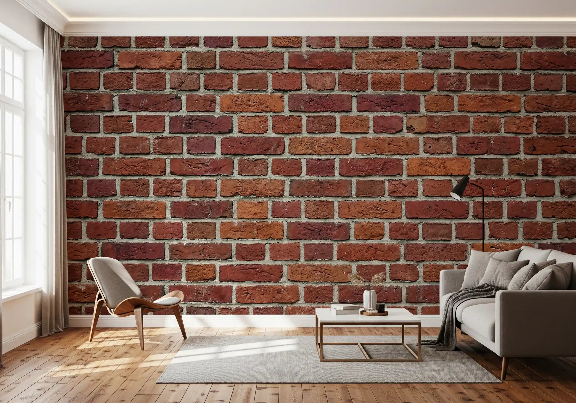 Weathered clay tones define this Rustic Red Brick wall mural design