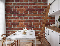 Exposed masonry look in a Rustic Red Brick wall mural with rough texture