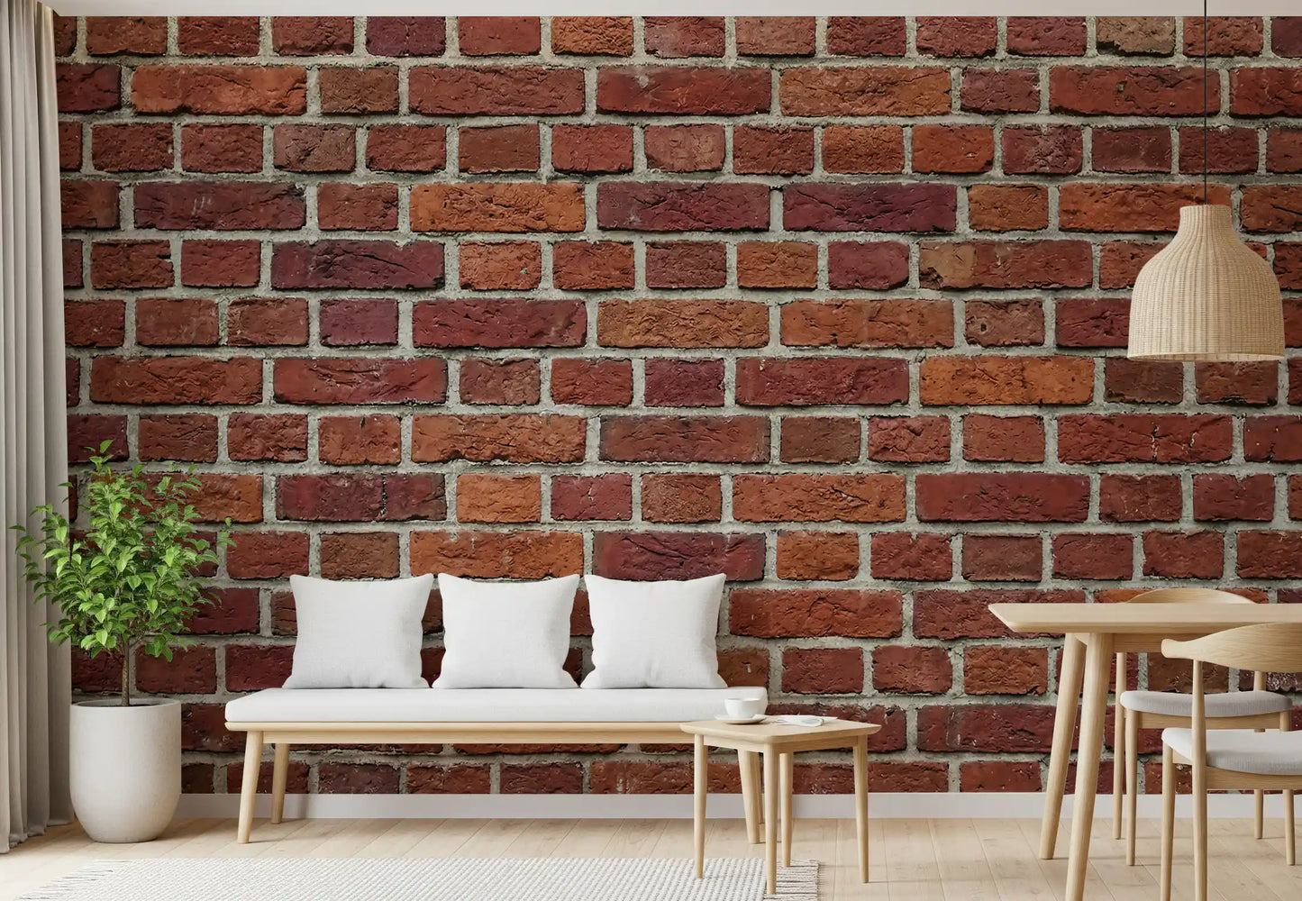 Weathered clay tones shape this Rustic Red Brick wall mural design