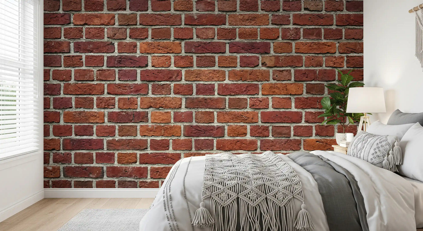 Natural mortar lines define the Rustic Brick wall mural pattern