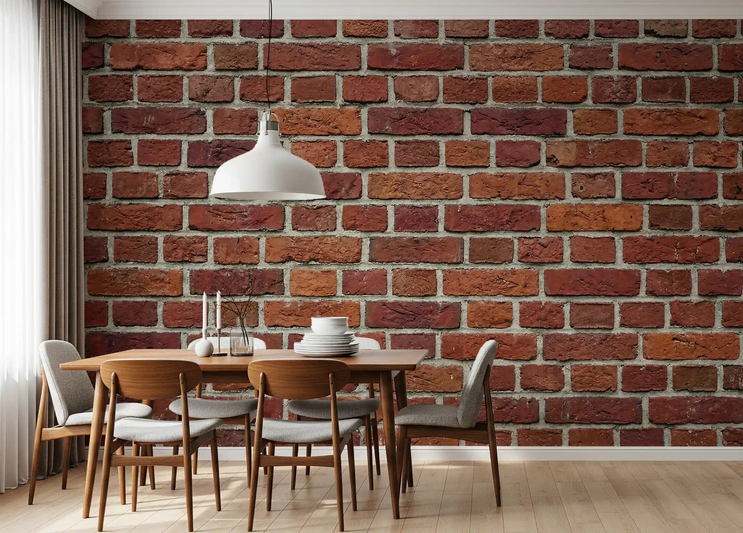 A raw brick texture appears in this Rustic Red wall mural surface