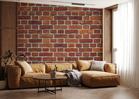 Office Home feature area with brick wall mural in a rustic red masonry look