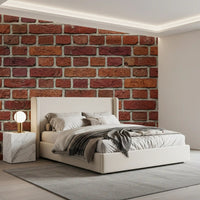 Timeless red masonry character across a Rustic Red Brick wall mural