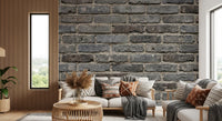 Urban Gray brickwork wall mural with detailed brick blocks and texture