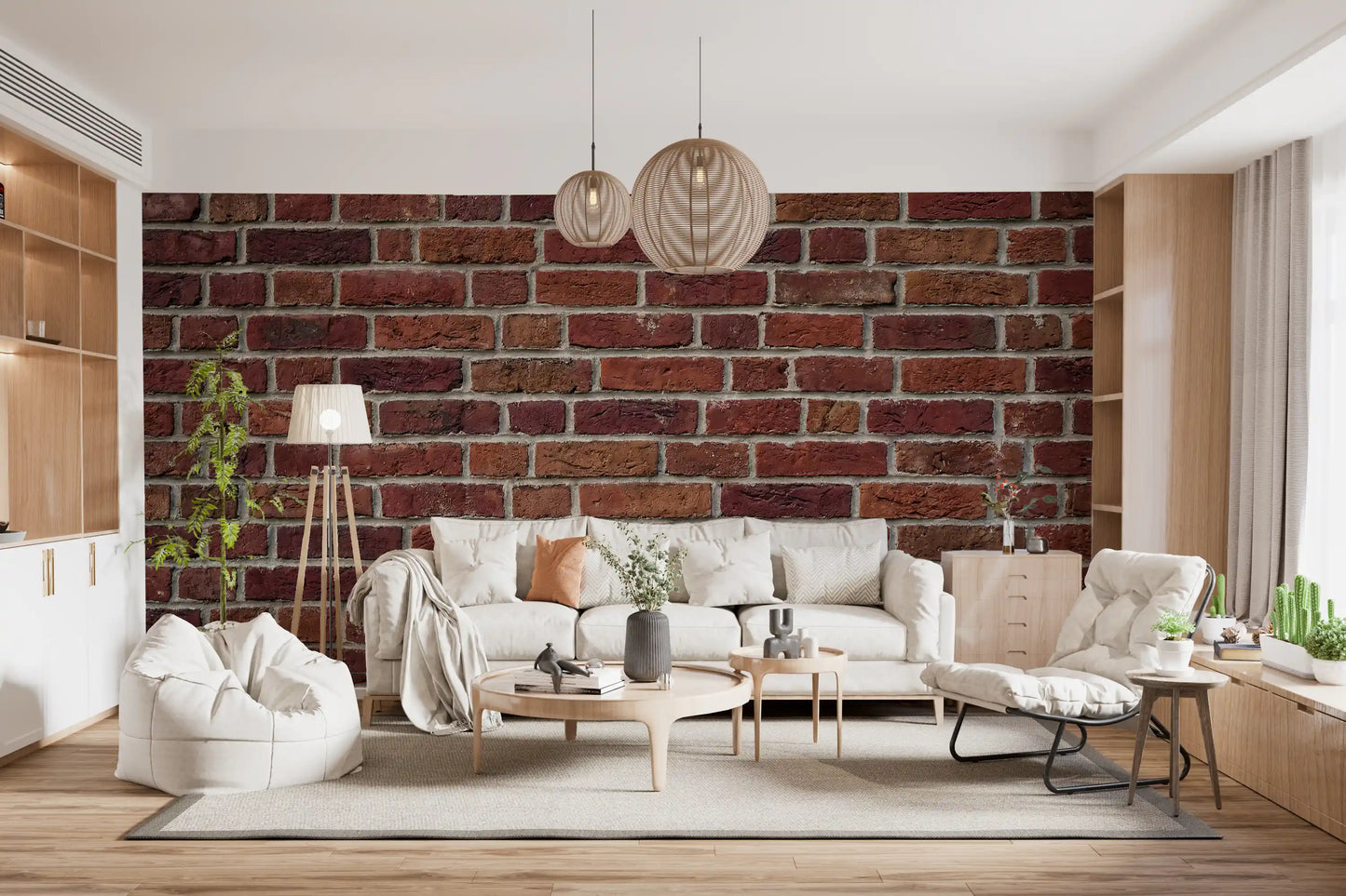 Red brown brick mural showing natural mortar and texture depth
