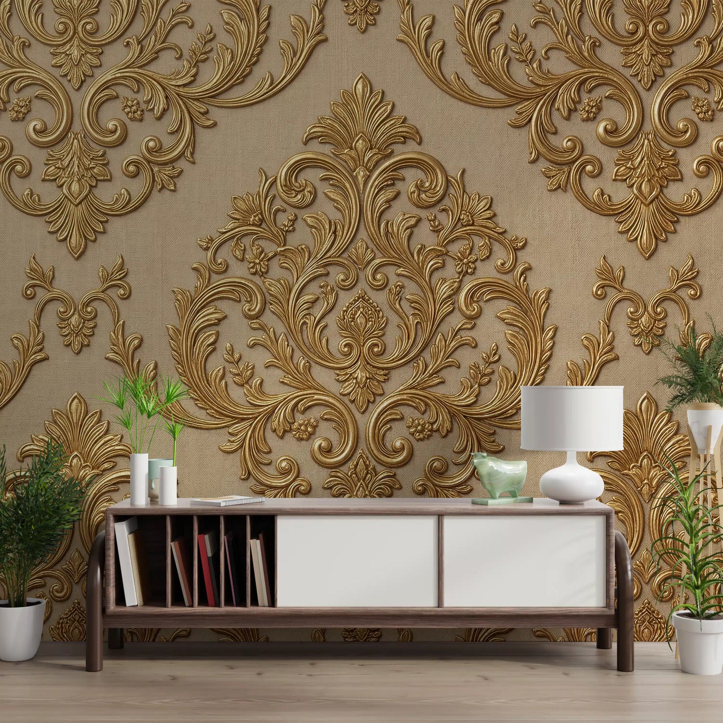 Home featuring Gilded Grandeur Pattern with classic scrollwork