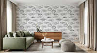 Fine black linework gives this Fish Wallpaper a clean ocean-inspired surface