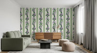 Hallway wall featuring Green Violet Wallpaper and trailing violet stems