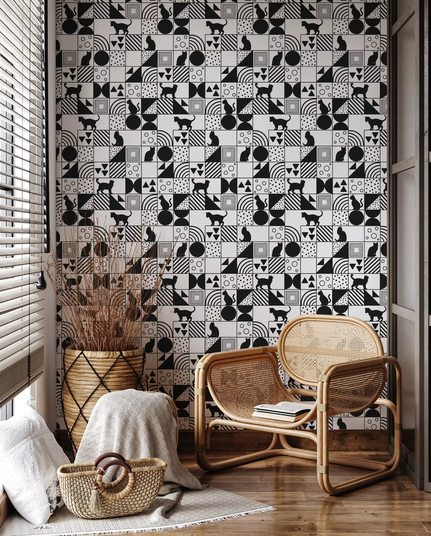 Monochrome Cat Maze Wallpaper⁠