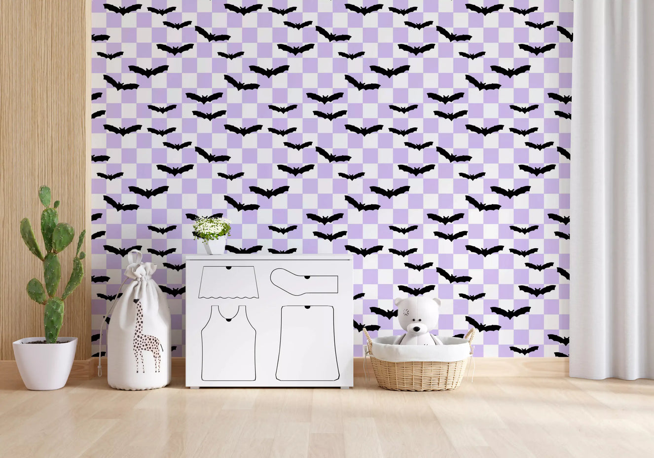 Checkered Bats in Purple Wallpaper⁠