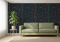 Home office room styled with Midnight Woodland Wallpaper and small bird artwork