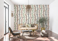 Hallwaym finished with woodland bird wallpaper and scattered leaf accents