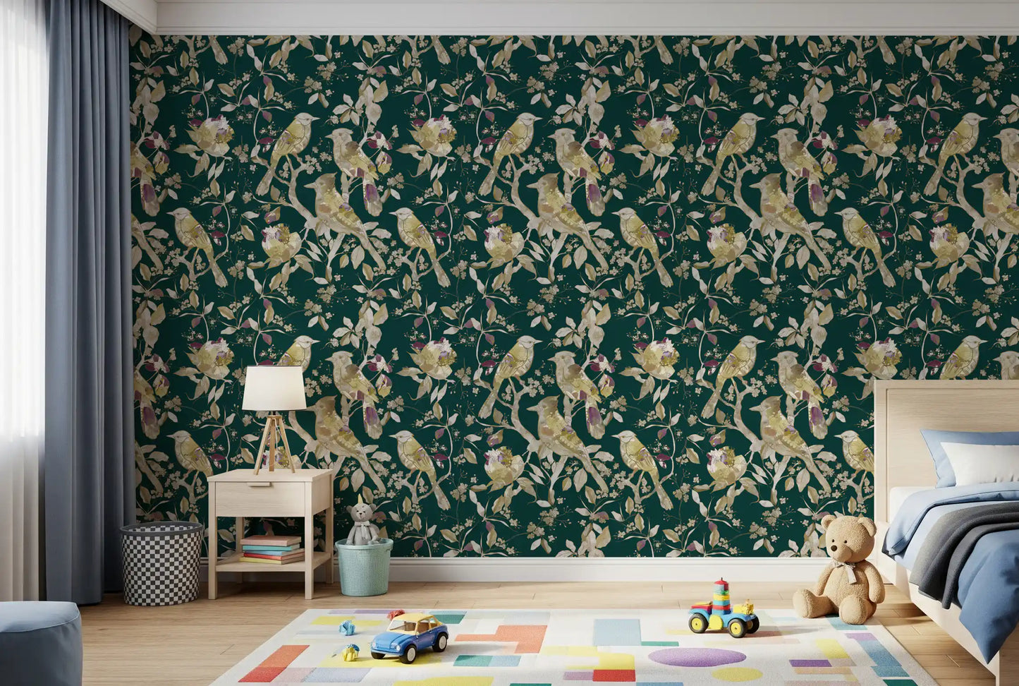 Emerald Garden Birds Wallpaper⁠