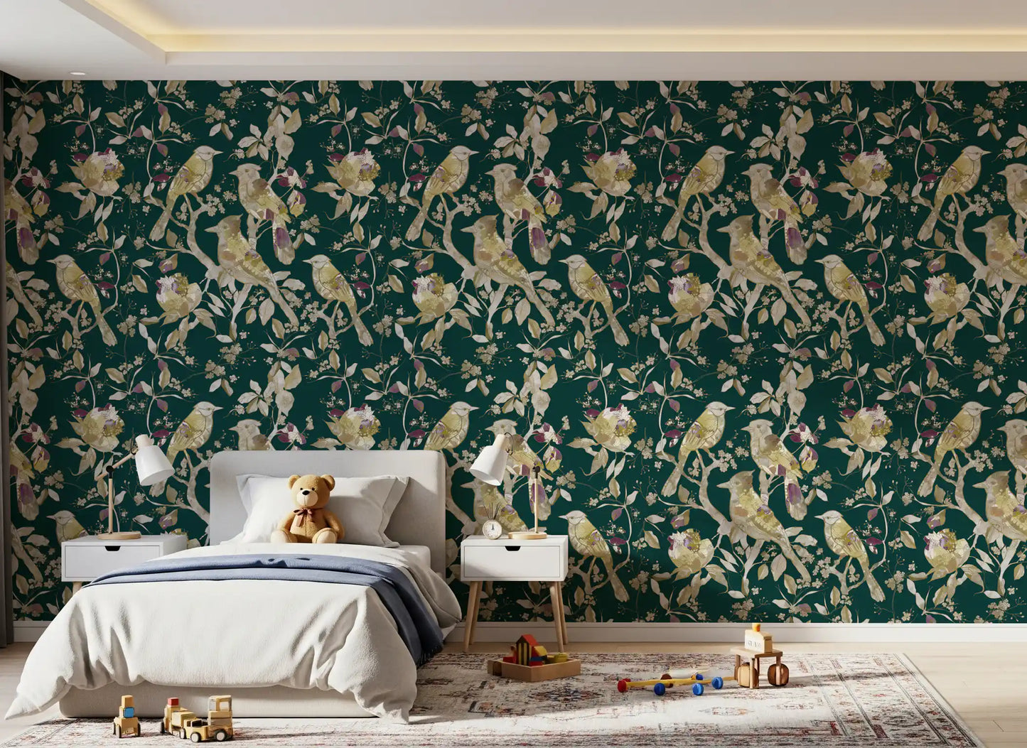 Emerald Garden Birds Wallpaper⁠