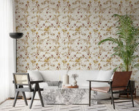 Home office styled with Cream Floral Wallpaper and soft trailing branches