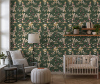 Nursery featuring Antique Cream Wallpaper and delicate botanical trails