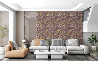 Living room with Heritage Plum Bird Wallpaper and delicate blossom pattern