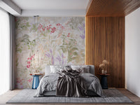 Blush pink and crimson berry clusters across the wildflower meadow wall mural