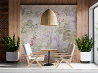 Dreamy Wildflower Meadow wall mural showing full pastel bloom and stem pattern