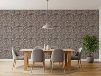 Cream dot mosaic wallpaper filling the Dining room with earthy, scattered texture