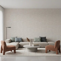 Pebble dust beige abstract wallpaper lining a neutral living room