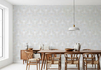 Sweeping leaf arches and seed heads on the Serene Botanical Pastel wallpaper
