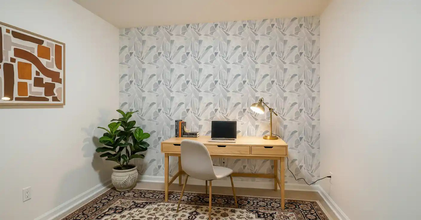 Charcoal flecks dust each fragment on Fragmented Grayscale Mosaic wallpaper.