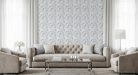Speckled fill textures sit inside each piece on this Grayscale Mosaic wallpaper.