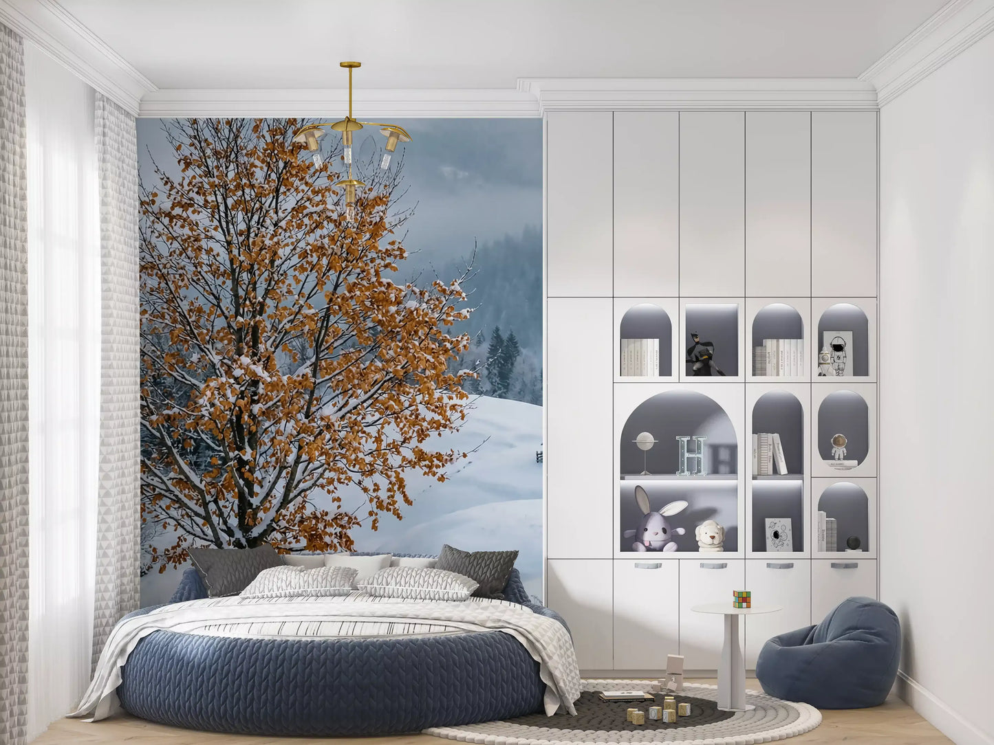 Golden Tree, Snowy Haven Wall Mural