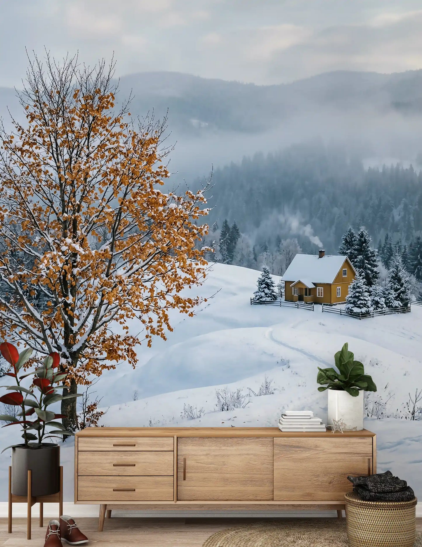 Golden Tree, Snowy Haven Wall Mural