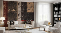 living room using the abstract grunge wall mural in red and black