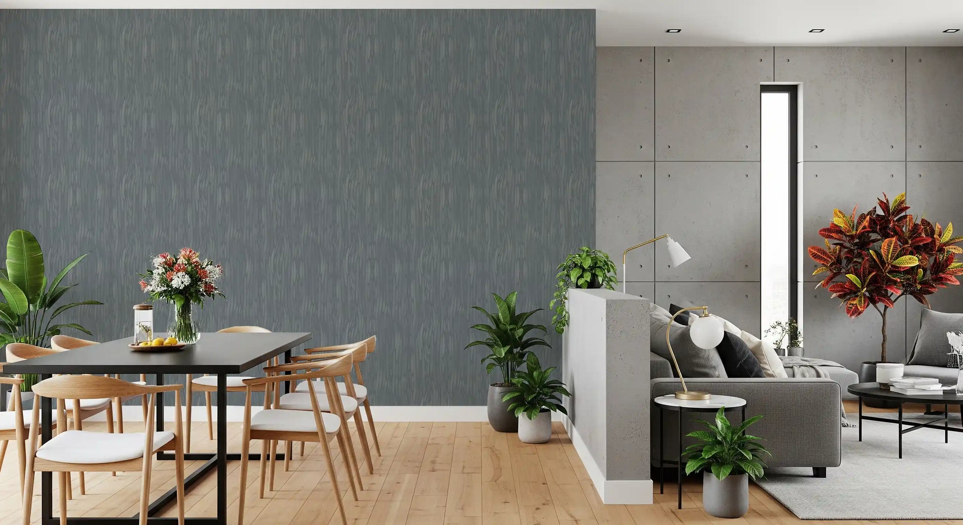 Where warm beige meets cool slate, the whispering greige wallpaper finds its tone