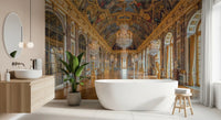 Amber-lit corridor composition of the Hall of Mirrors Grandeur wall mural