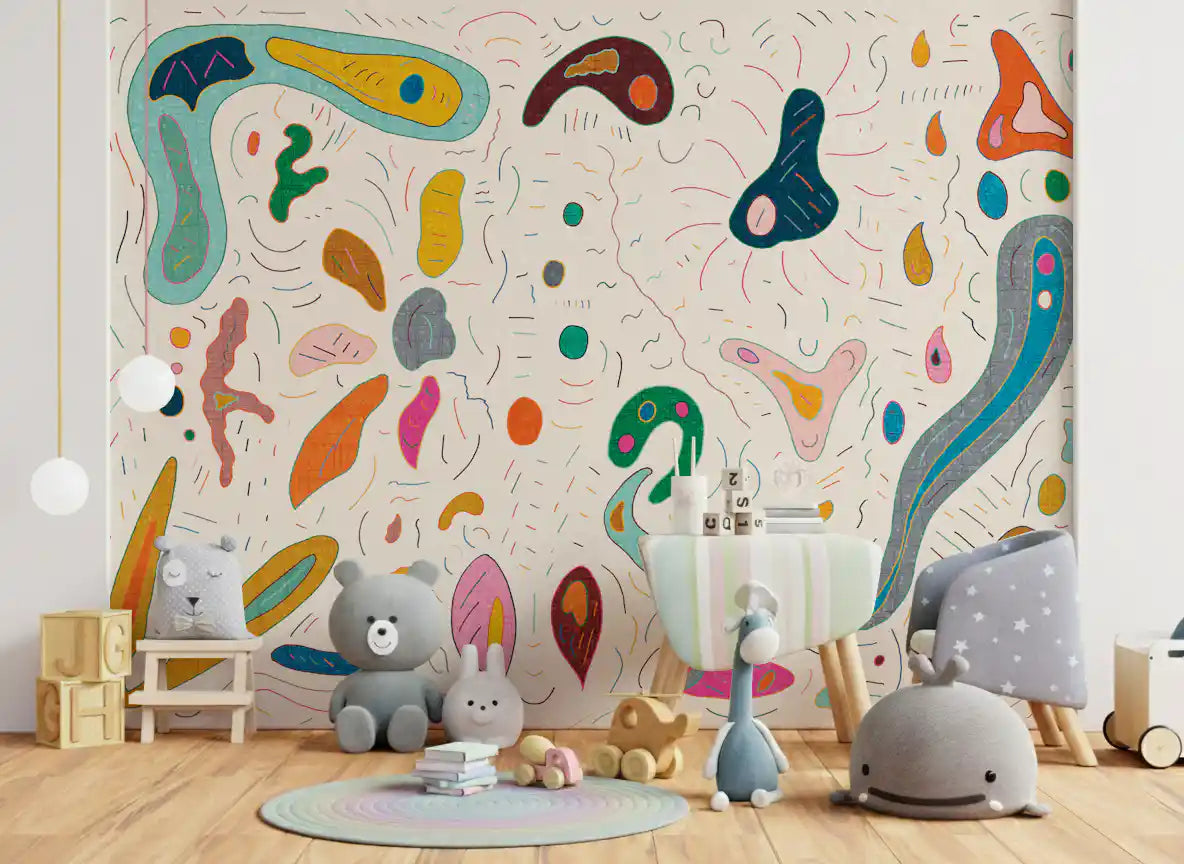 Playfull abstract shapes Wall Mural