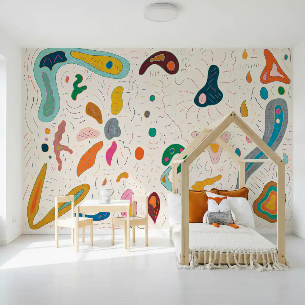 Playfull abstract shapes Wall Mural