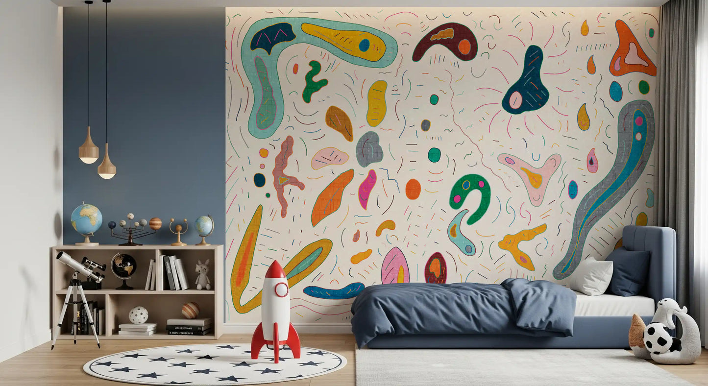 Playfull abstract shapes Wall Mural