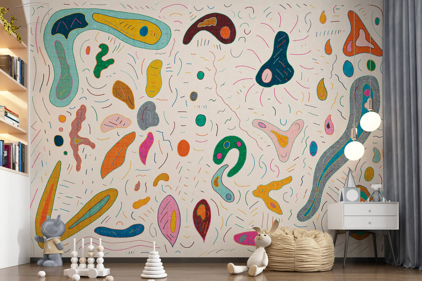 Playfull abstract shapes Wall Mural