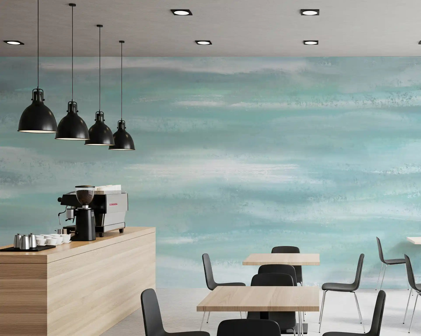 Aqua Horizon Strokes Wall Mural