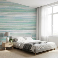 Layered horizontal brushstrokes in the Serene Water Hues wall mural in pale mint
