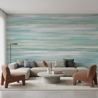 Mint and blue watercolour bands in the Serene Water Hues wall mural