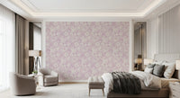 Lavender Boho Seashell Coral wallpaper showing the full coastal motif repeat