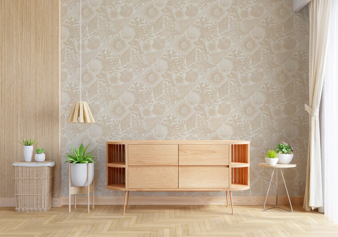 Boho Seashell & Coral Sand Wallpaper⁠