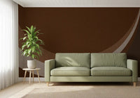 Lounge area featuring Cocoa Rhythm Waves abstract wall mural in soft brown