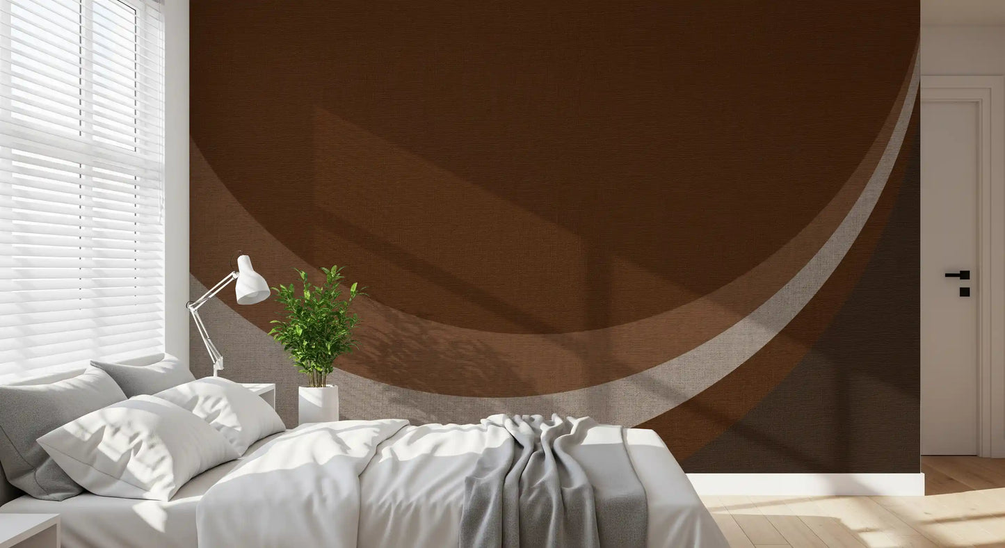 Soft tonal shifts between cocoa and mocha in Rhythm Waves wall mural