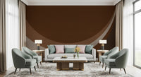Curved cream arcs sweeping across Cocoa Rhythm Waves brown wall mural